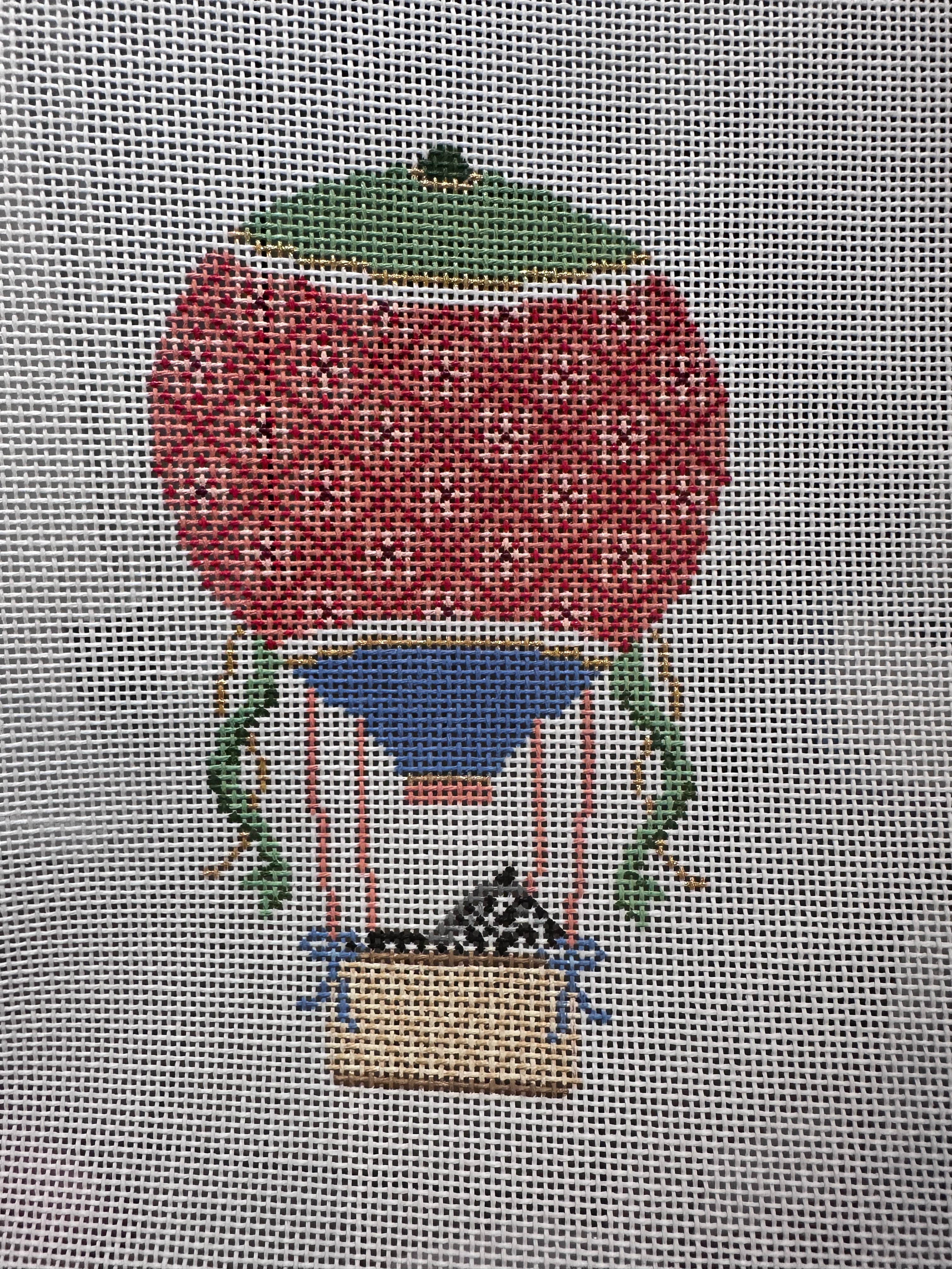 Coral and Green Hot Air Balloon with Zebra