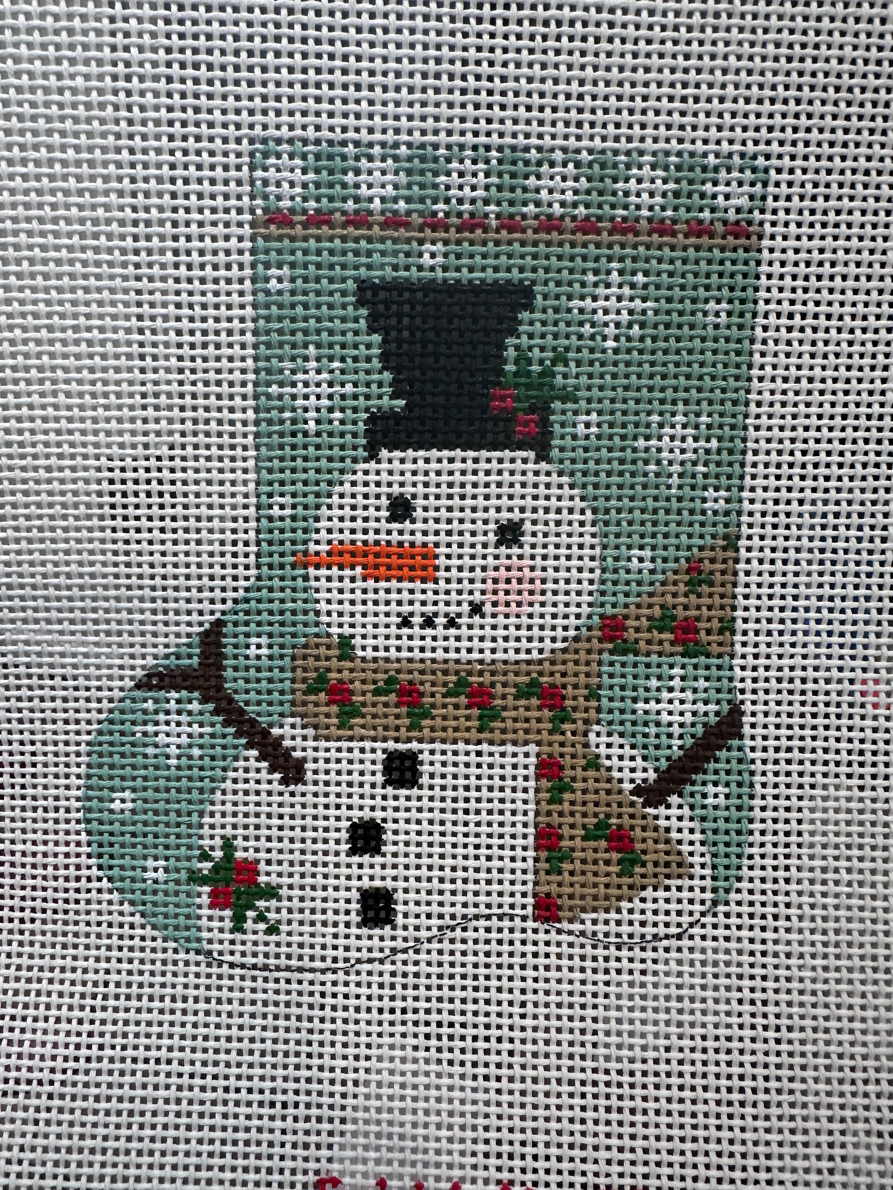 Tan Scarf Snowman Mini Stocking