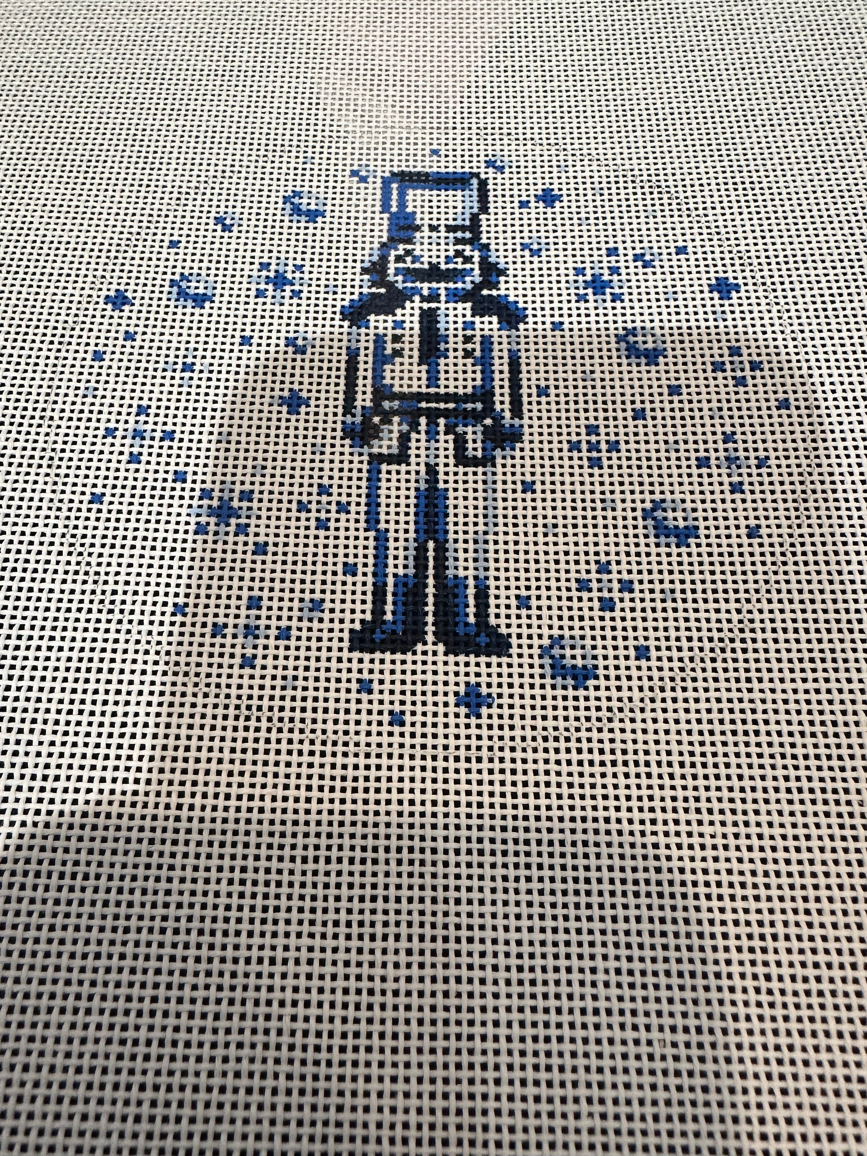 Blue and White Nutcracker Round