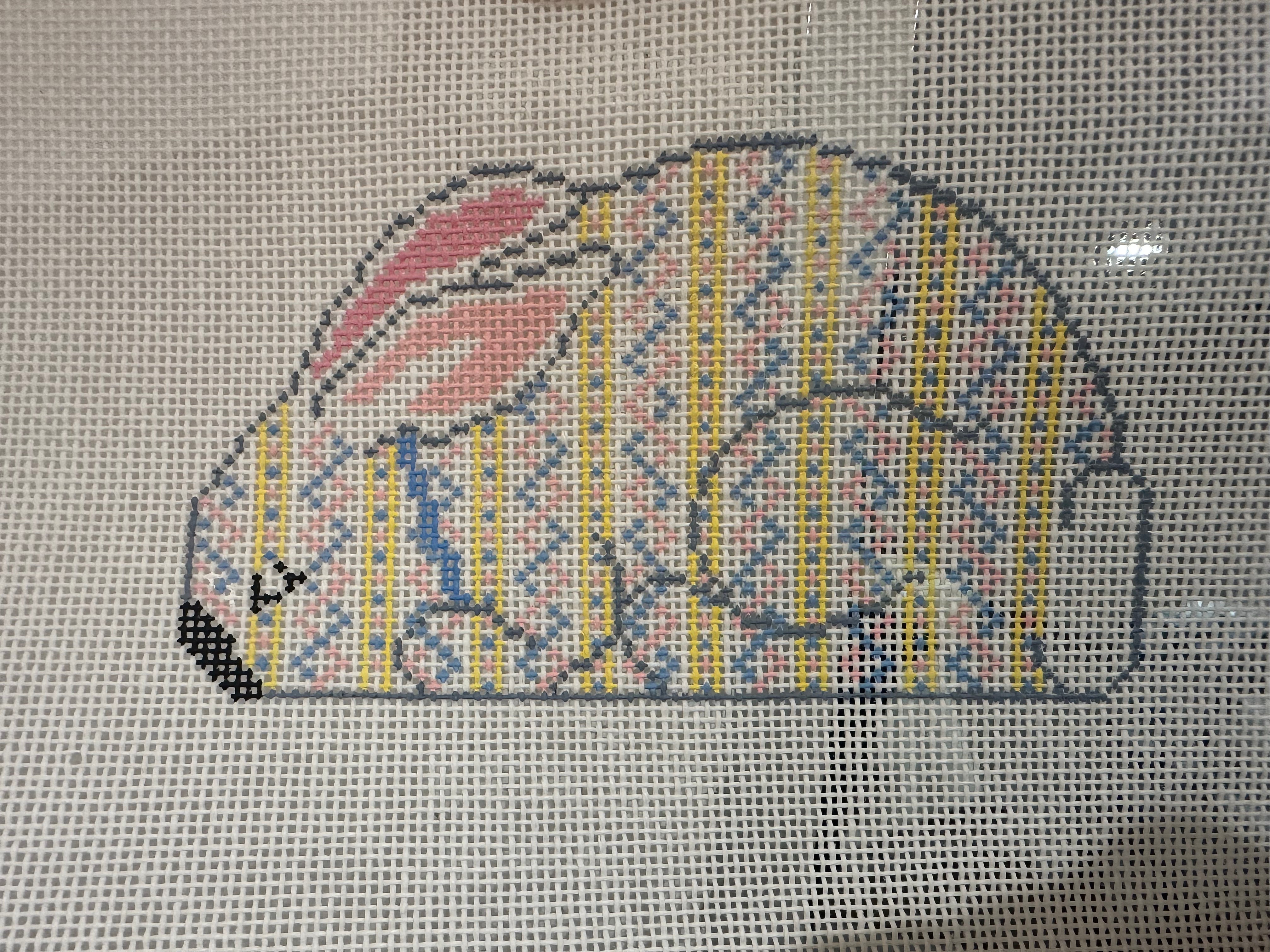 Pink, Gray, and Yellow Striped Bunny