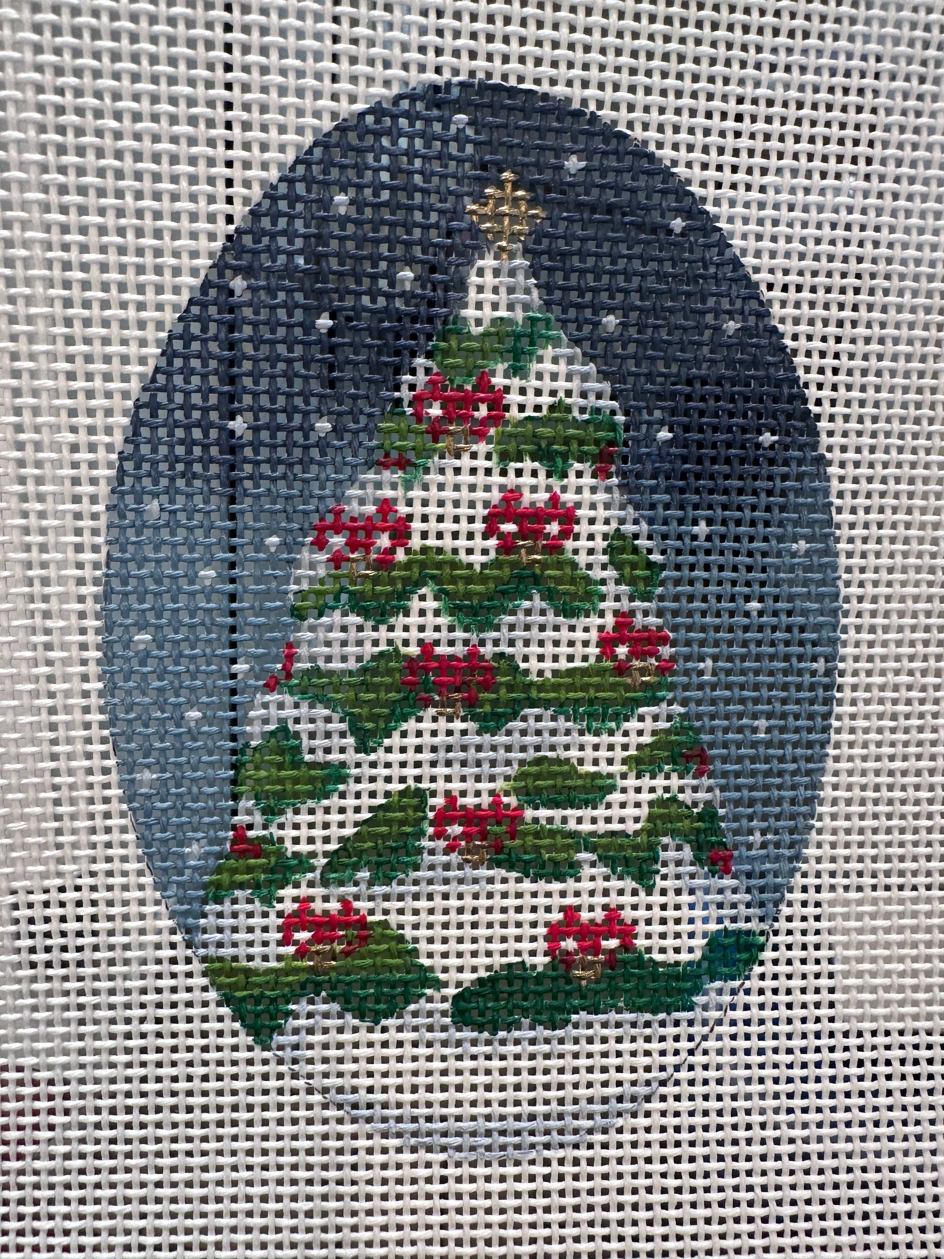 Snowy Christmas Tree Oval - 13 mesh