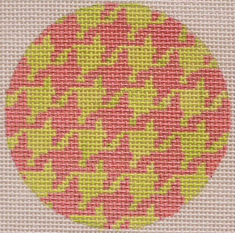 Bright Disk Letter – Bright Pink & Lime Houndstooth, Periwinkle Letter