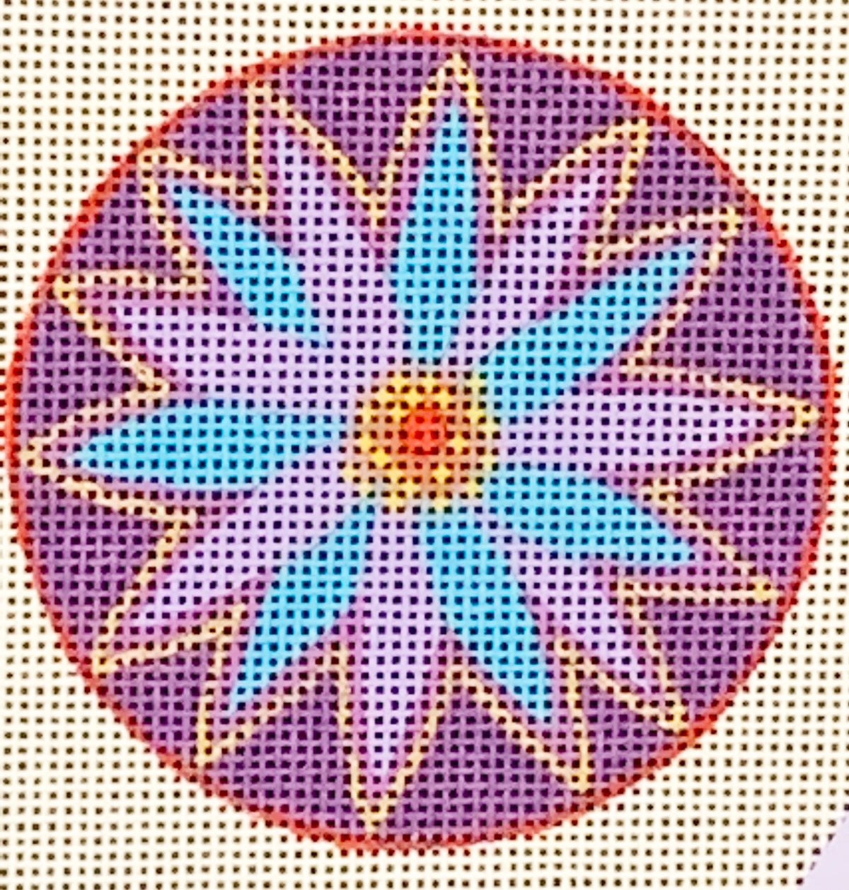 Laurel Burch: Floral Round - Blue - stitchguide available