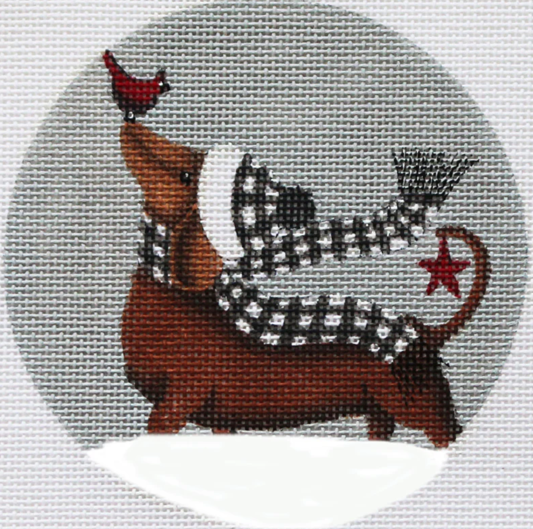 PLD Dachshund Joy ornament needlepoint canvas