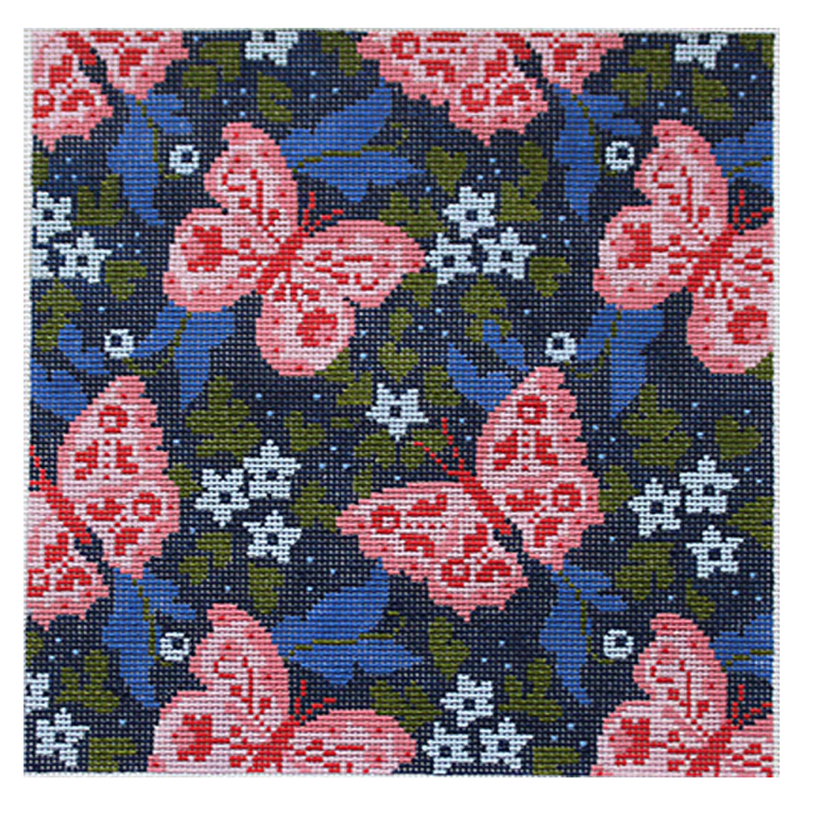 PLD abigail cecile pink butterfly garden needlepoint canvas