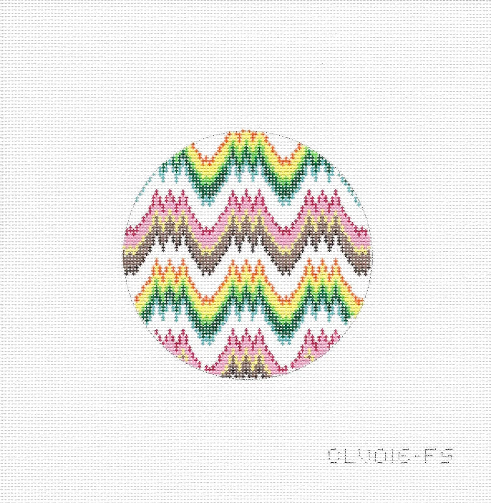 4" Round - Flame Stitch