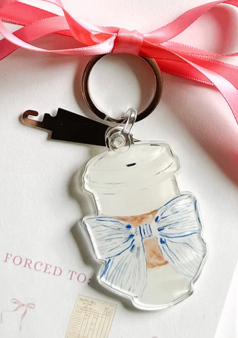 Hot Coffee With Bow Keychain & Needle Threader