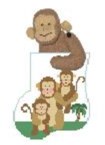 Mother and Babies Mini Sock With Monkey Critter