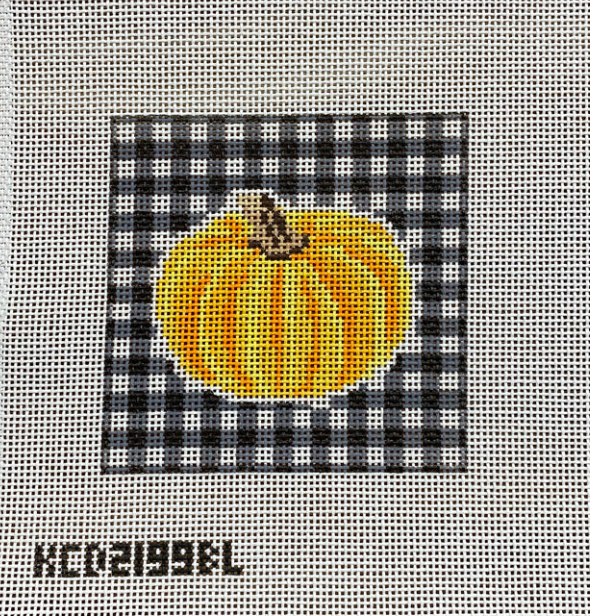 Pumpkin on Black Gingham
