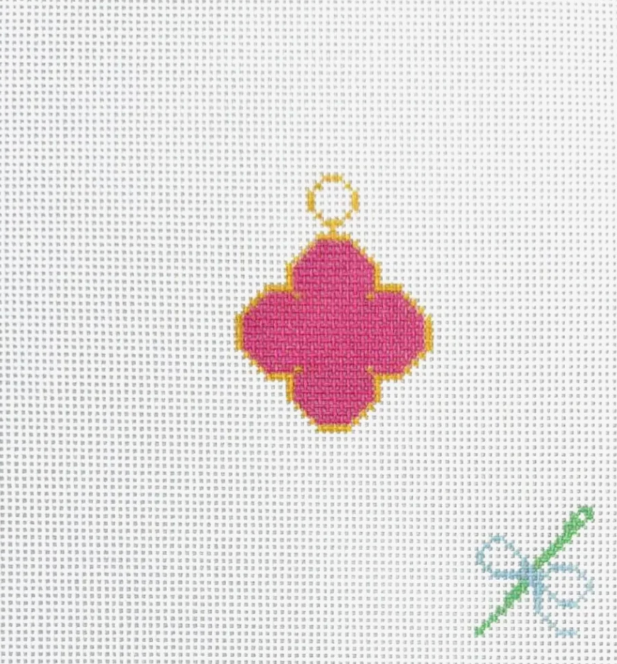 Pink Enamel Clover Inspired Charm