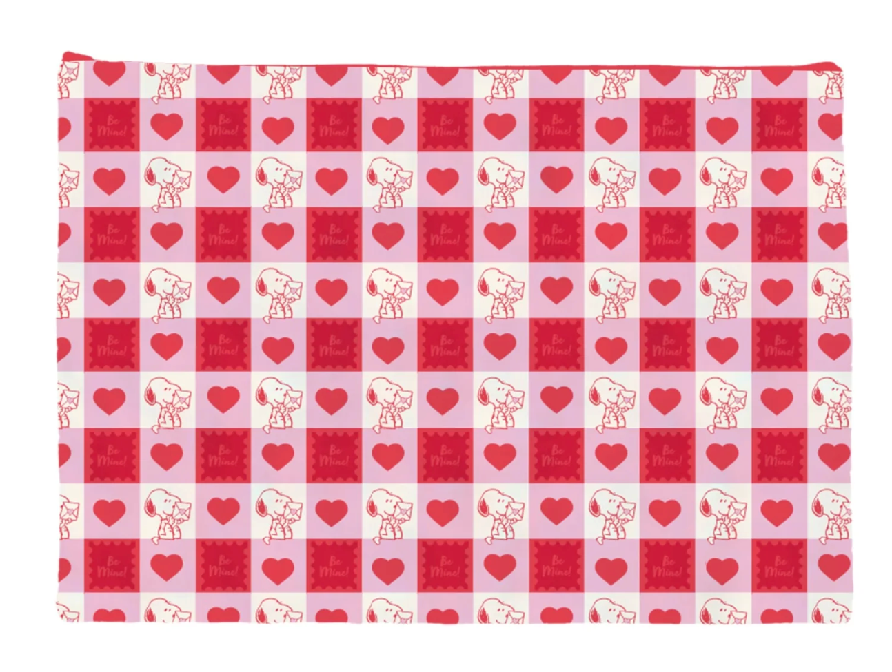 PEANUTS Valentine Gingham Medium Woven Project Bag