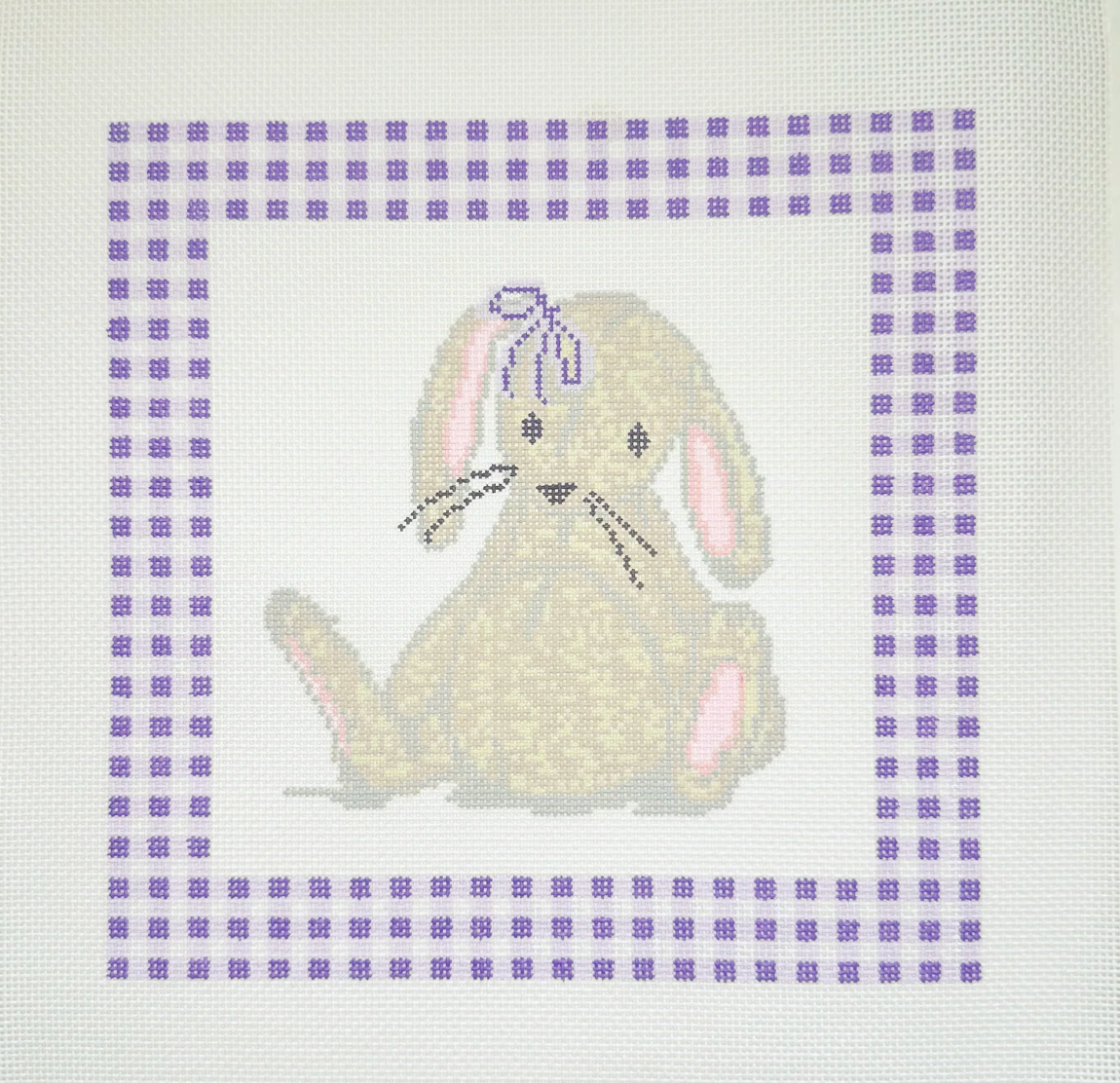 Bunny Lovey with Gingham Border