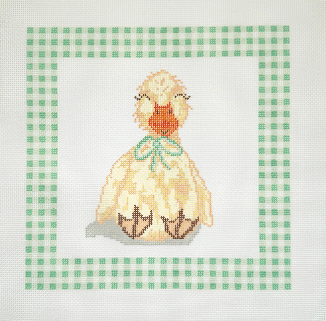 Duck Lovey with Green Gingham Border