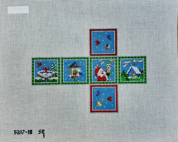 Santa with Birds, 2" Cube