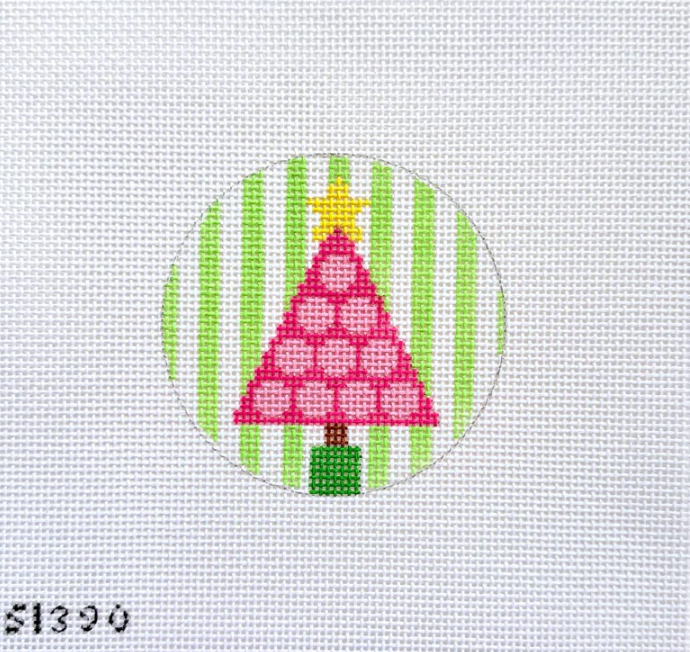 Pink Tree with Polka Dots on Stripes