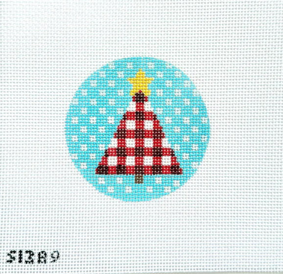 Red and White Plaid Tree on Dots