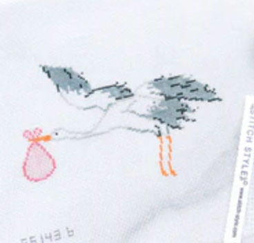 Pink Stork with Stitch Guide