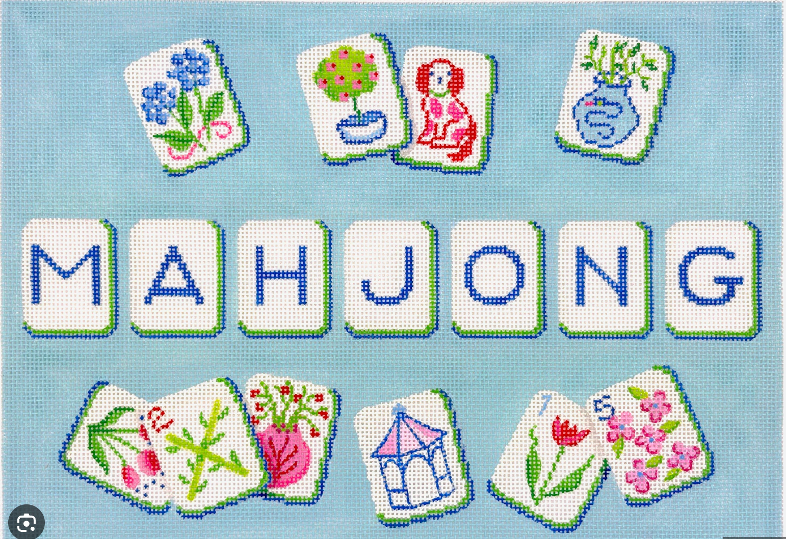 Mahjong Tile Bag Canvas - English Country Garden Theme
