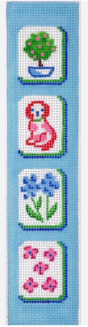 Mahjong Tiles Key Fob - English Country Garden