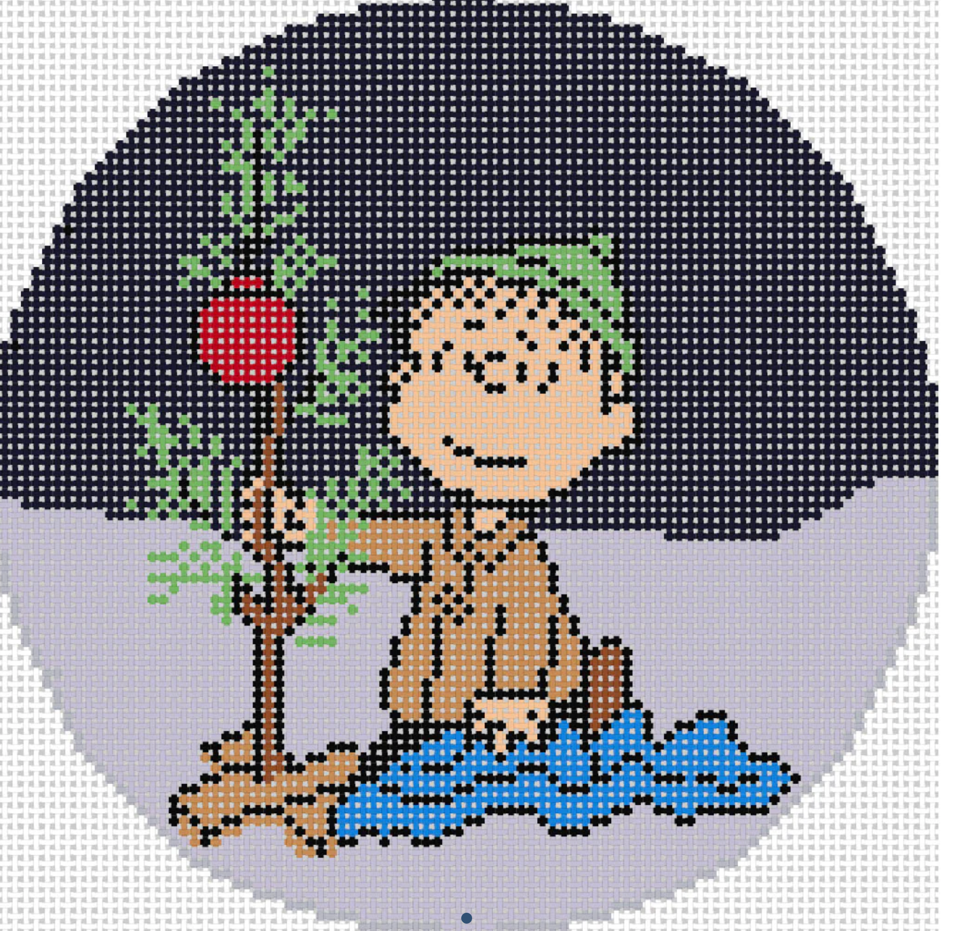 PEANUTS Linus wrapping blanket around tree Round