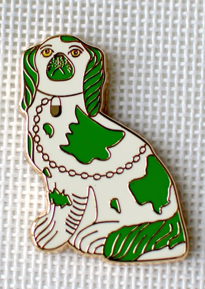 Green Staffordshire Dog Needle Minder