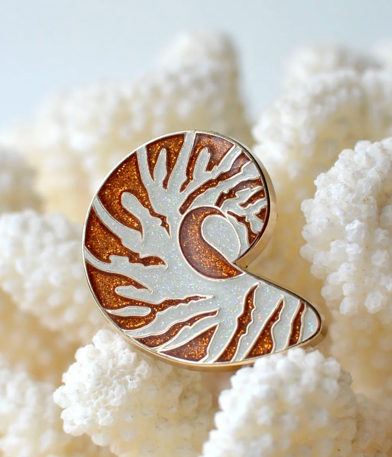Nautilus Shell Needle Minder with Glitter