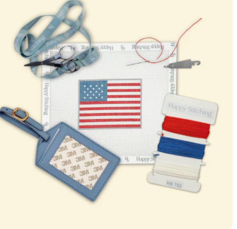 American Flag Luggage Tag Needlepoint Kit