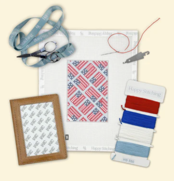 American Flags Passport Case Needlepoint Kit