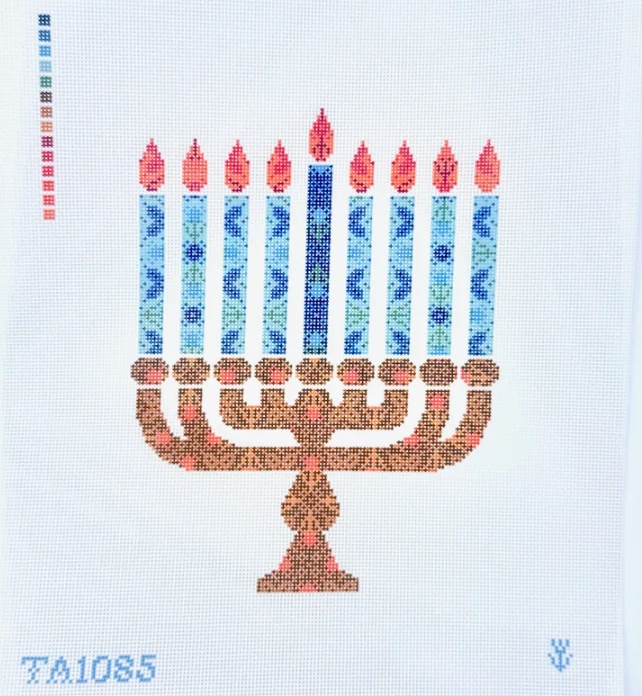 Floral Menorah Printed Canvas