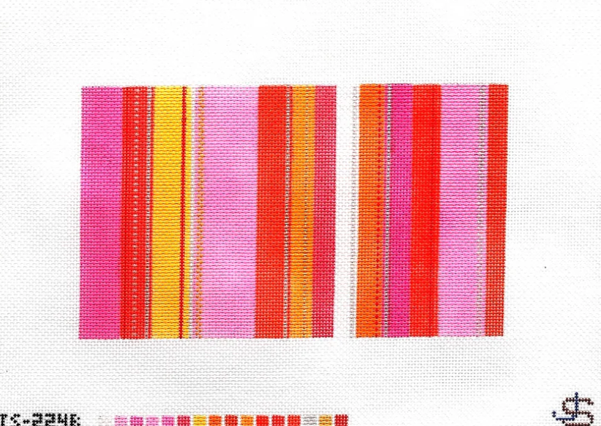 Tufted Stripe Sunglasses Case - Pink and Orange
