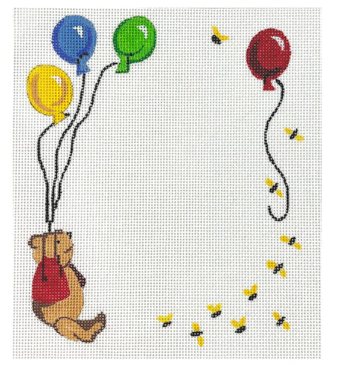 Birth Announcement – Winnie the Pooh w/ Balloons & Bees