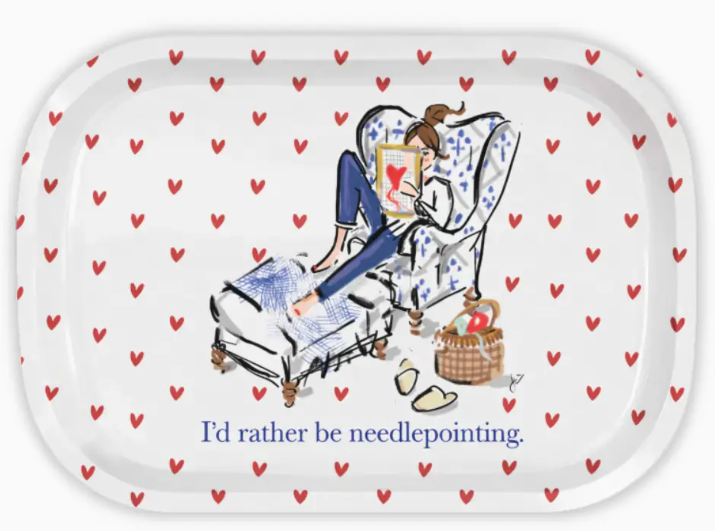 I'd Rather Be Needlepointing Metal Catchall Tray