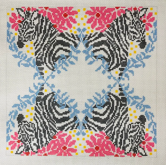 Zebra Tray Insert Needlepoint Canvas - 14 mesh