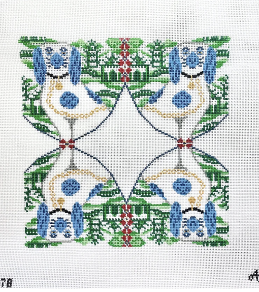 Chinoiserie Dog 10 x 10 Tray Insert Needlepoint Canvas - 13 mesh