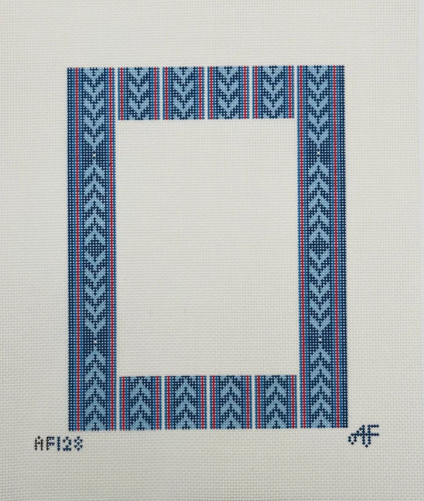 Trellis Frame 13 mesh Needlepoint Canvas - Blue