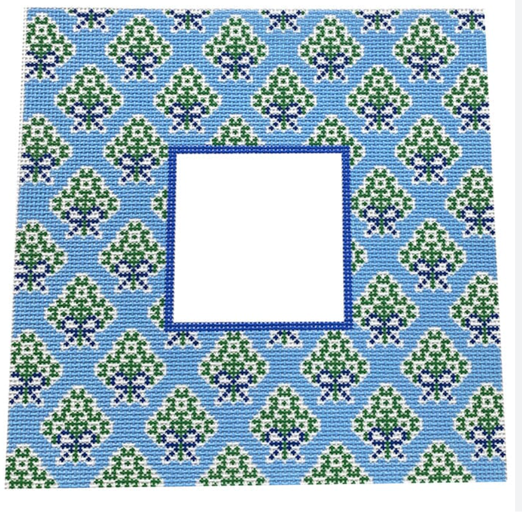 Sky Blue Medallion Frame 13 mesh Needlepoint Canvas - 13 mesh
