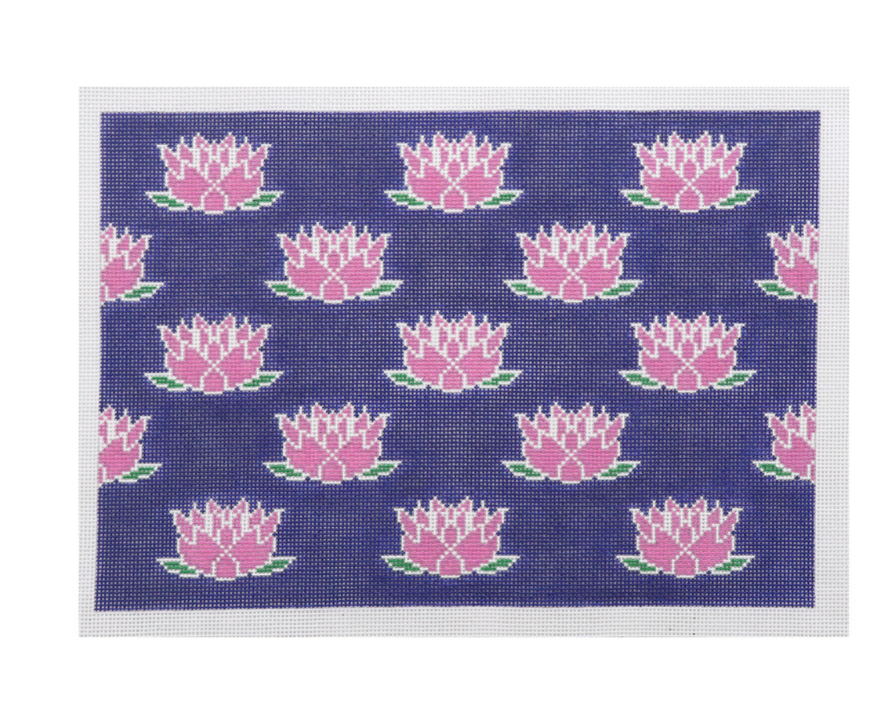 Lotus Clutch 18 mesh Needlepoint Canvas - Navy