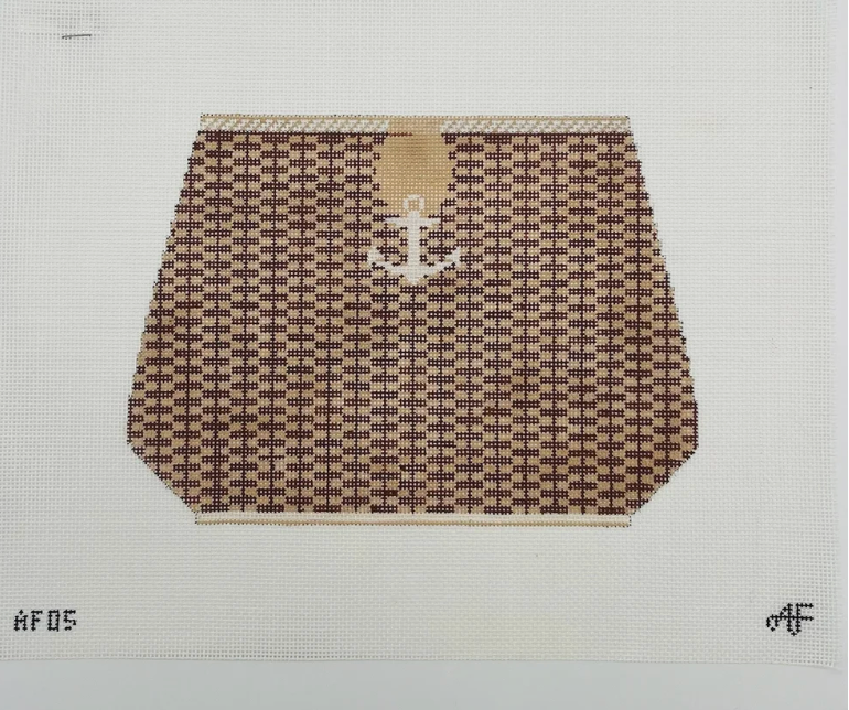 Large Nantucket Basket with Anchor Needlepoint Canvas - 14 mesh