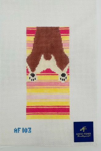 Dog Sploot Eyeglasses Case 13 count Needlepoint Canvas - Corgi