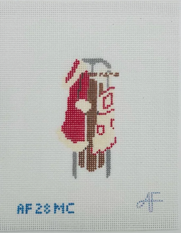 Mrs Claus Sled Needlepoint Canvas - 14 mesh