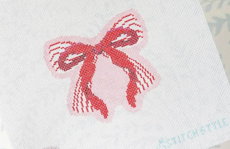 Pink and Red Double Bow - 18 Mesh
