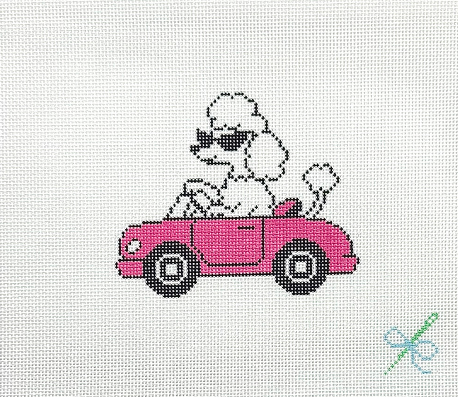 Poodle in Pink Convertible