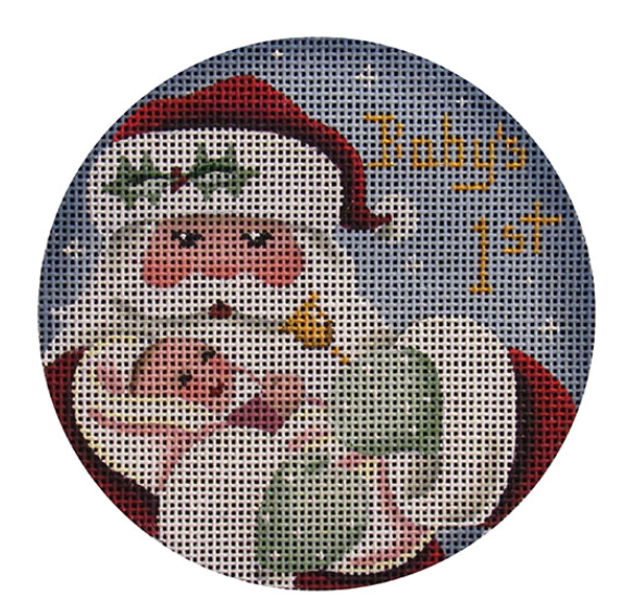 Baby's First Christmas Girl with Santa Round
