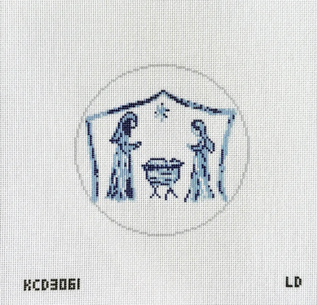 Blue & White Nativity Printed Canvas