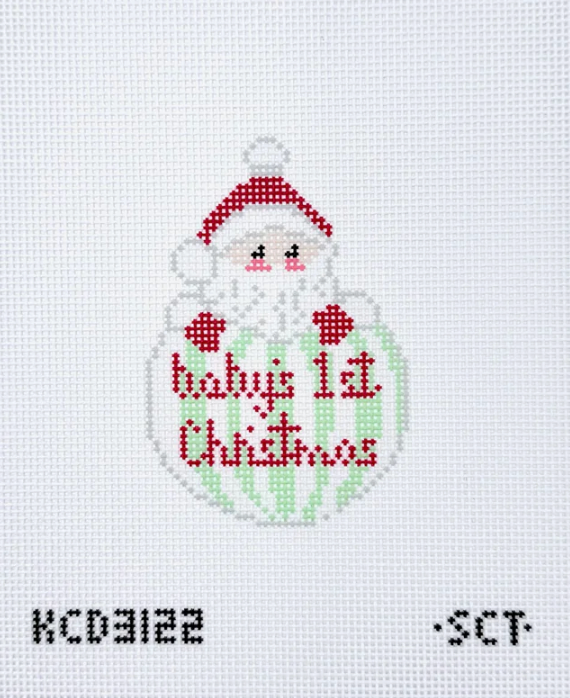 Baby’s First Christmas Santa Green Printed Canvas