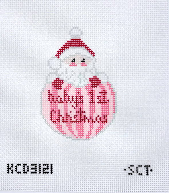 Baby’s First Christmas Santa Pink Printed Canvas