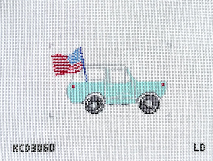 Bronco & Flag Printed Canvas