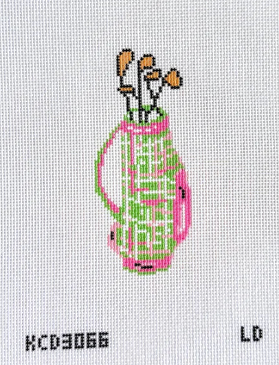 Green Plaid Golf Club Ornament Printed Canvas