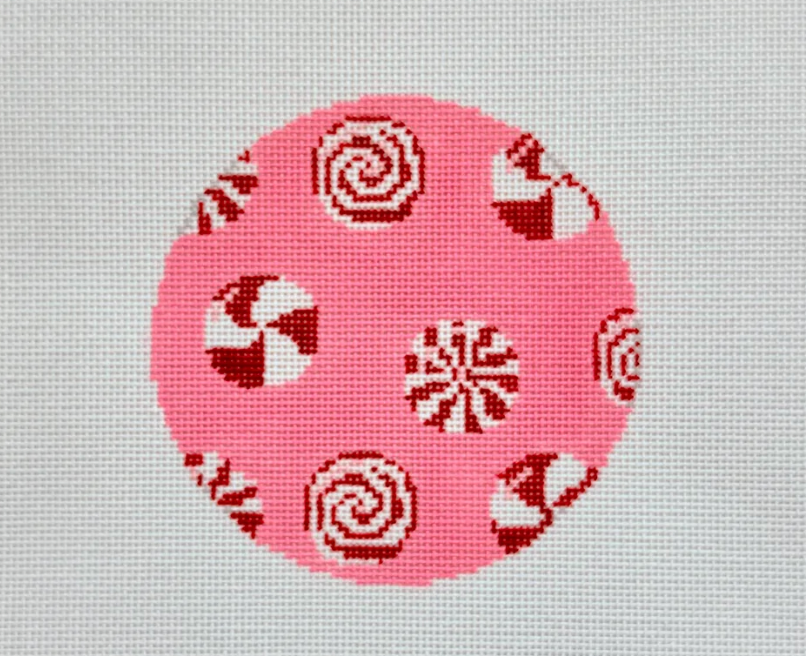 Peppermints on Pink Round