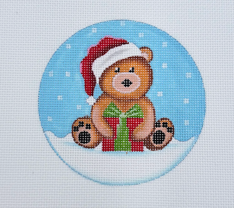 Brown Santa Teddy Bear With Present Round